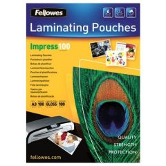 Fellowes Impress 100mic A3 Lam Pouch 100pk Laminēšanas plēves
