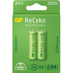2x rechargeable batteries AA / R6 GP ReCyko 2700 Series Ni-MH 2600mAh