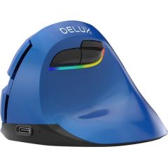 Wireless Vertical Mouse Delux M618Mini BT4.0 + 2.4Ghz 4000DPI RGB (blue)