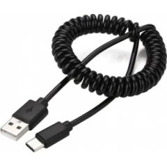 Kabelis Gembird USB Male - USB Type C Male Coiled 1.8m Black Data USB kabeļi