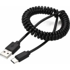 Kabelis Gembird USB Male - USB Type C Male Coiled 0.6m Black