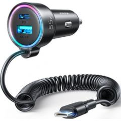 Joyroom  
 
       Fast car charger 3 in 1 with USB Type C cable 1.5m 55W 
     Black