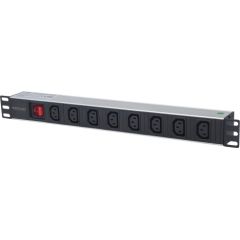 Intellinet 19" 1U Rackmount 8-Output C13 Power Distribution Unit (PDU), With Removable Power Cable and Rear C14 Input (Euro 2-pin plug)