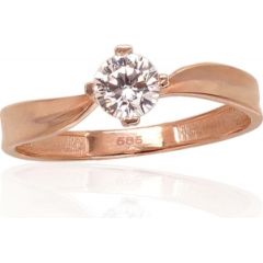 Золотое кольцо #1100936(Au-R)_CZ, Красное Золото 585°, Цирконы, Размер: 19, 1.55 гр.