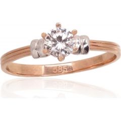 Золотое кольцо #1100934(Au-R+PRh-W)_CZ, Красное Золото 585°, родий (покрытие), Цирконы, Размер: 16.5, 1.45 гр.