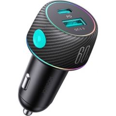 Car charger Joyroom CCN01, 1x USB QC3.0, 1x USB-C PD 60W (black)