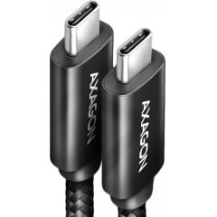 Axagon Data and charging USB4 Gen 3x2 cable length 1 m. PD 100W, 5A, 8K Full Ultra HD video. Black braided.