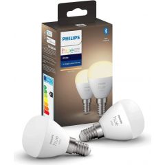 Philips HUE white Teardrop P45 E14 LED Bulb (Twin Pack, Replaces 40 Watt)