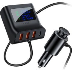 Car Charger Acefast B8, 3x USB + USB-C, 90W (black)