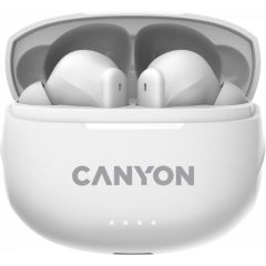 CANYON TWS-8, Bluetooth headset, with microphone, with ENC, BT V5.3 BT V5.3 JL 6976D4, Frequence Response:20Hz-20kHz, battery EarBud 40mAh*2+Charging Case 470mAh, type-C cable length 0.24m, Size: 59*48.8*25.5mm, 0.041kg, white Austiņas