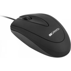 CANYON CM-1, wired optical Mouse with 3 buttons, DPI 1000, Black, cable length 1.8m, 100*51*29mm, 0.07kg