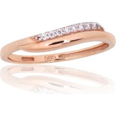 Золотое кольцо #1101159(Au-R+PRh-W)_CZ, Красное Золото 585°, родий (покрытие), Цирконы, Размер: 15, 1.04 гр.