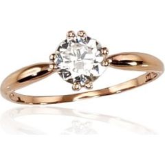 Золотое кольцо #1100242(Au-R)_CZ, Красное Золото 585°, Цирконы, Размер: 15.5, 1.38 гр.