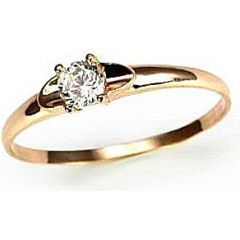 Золотое кольцо #1100011(Au-R)_CZ, Красное Золото 585°, Цирконы, Размер: 16, 0.96 гр.