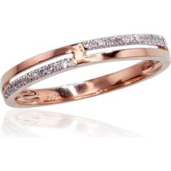 Золотое кольцо #1100413(Au-R+PRh-W)_DI, Красное Золото 585°, родий (покрытие), Бриллианты (0,07Ct), Размер: 16, 1.41 гр.