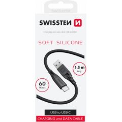 Swissten Soft Silicone Kabelis USB / USB-C / 1.5m / 60w