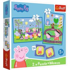 Unknown TREFL PEPPA PIG Puzles komplekts Peppa Pig 30 gab + 48 gab + 24 memo Puzles