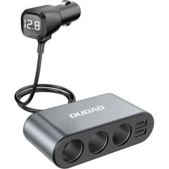 Car charger Dudao R1Pro, 2x USB, 3x lighter socket 12V (black)