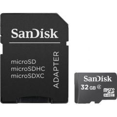 SanDisk Atmiņas karte microSDHC 32GB + Adapteris