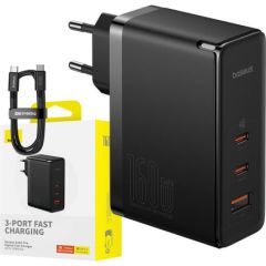 Wall charger Baseus GaN5 Pro 2xUSB-C + USB, 160W (black)