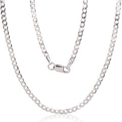 Серебряная цепочка Картье 2.5 мм, алмазная обработка граней #2400073(PRh-Gr), Серебро 925°, родий (покрытие), длина: 55 см, 6.4 гр.