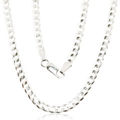 Серебряная цепочка Картье 3.9 мм, алмазная обработка граней #2400070, Серебро 925°, длина: 55 см, 11.8 гр.
