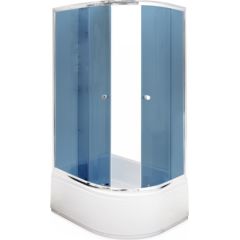 Dušas stūris Gotland Eko 120x80x195 cm, pelēks stikls , dziļais (40cm) paliktnis, satīna krāsas profils, bez sifona,kreisais izpildījums
