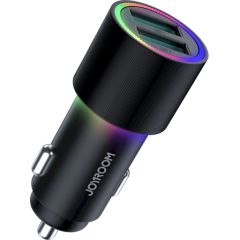 Автомобильное зарядное устройство Joyroom 2 x USB с подсветкой 24 Вт черное (JR-CL10)