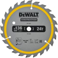 Griešanas disks DeWalt DT1947-QZ; 136x10 mm; Z24 Zāģripas