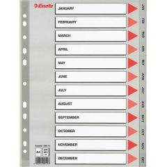 Sadalītājs dokumentiem Esselte A4 formāts, Jan.-Dec., plastikāta