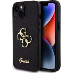 Guess iPhone 15 Fixed Glitter 4G Metal Logo Case Apple Black