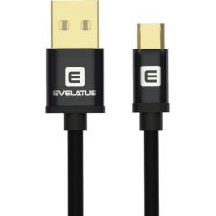 Evelatus Data cable Micro USB EDC02 dual side gold plated connectors  Black