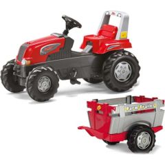 Rolly Toys Traktors ar pedāļiem un piekabi, sarkans