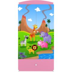 Drēbju skapis Babydreams - Safari, rozā