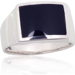 Серебряное кольцо #2100500_ON, Серебро 925°, Оникс, Размер: 19.5, 8.1 гр.