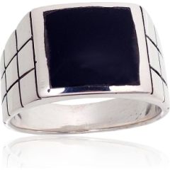 Серебряное кольцо #2100262(POx-Bk)_ON, Серебро 925°, оксид (покрытие), Оникс, Размер: 20, 10.1 гр.