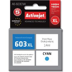 Activejet AE-603CNX ink (replacement for Epson 603XL T03A24; Supreme; 14 ml; cyan) Tintes printeru izejmateriāli