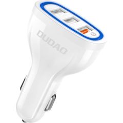 Car charger Dudao R7S, 3x USB, 18W (white)