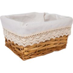 Basket MAX 24x18xH12cm, light brown with lace Aksesuāri, dekori