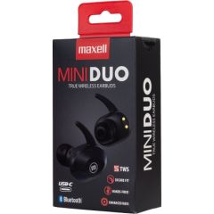 MAXELL MINI DUO Wireless in-ear headphones with charging case Black Austiņas