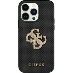 Guess Leather Perforated 4G Glitter Logo Back Case Aizsargapvalks Priekš Apple iPhone 15