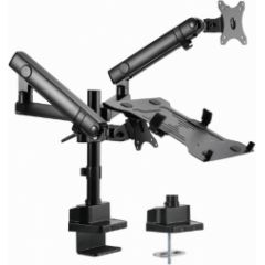 Monitora stiprinājums Gembird Desk Mounted Adjustable Monitor Arm with Notebook Tray (full-motion)