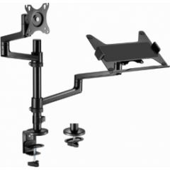 Monitora stiprinājums Gembird Desk Mounted Adjustable monitor arm with Notebook Tray