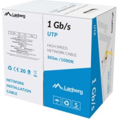 LANBERG LAN CABLE UTP 1GB/S 305M SOLID CCA YELLOW