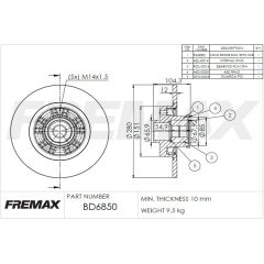 BREMŽU DISKS FREMAX AR INTEGRĒTU RUMBAS GULTNI RENAULT AIZM.