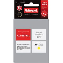 Activejet ACC-551YN ink (replacement for Canon CLI-551Y; Supreme; 15 ml; yellow) Tintes printeru izejmateriāli