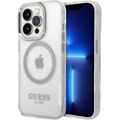 Guess iPhone 14 Pro Max 6.7 hard case Metal Outline Magsafe Apple Silver