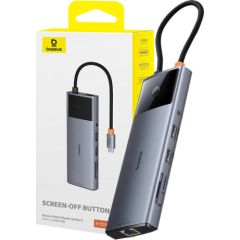 Hub 10in1 Baseus Metal Gleam II Series, USB-C to 1xHDMI, USB-A (10Gbps), USC-C, 2xUSB-A, Ethernet RJ45, SD/TF card, mini-jack 3,5mm, USB-C(PD)