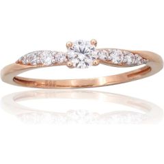 Золотое кольцо #1101093(Au-R+PRh-W)_CZ, Красное Золото 585°, родий (покрытие), Цирконы, Размер: 16.5, 1.21 гр.