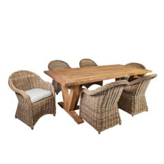 Садовая мебель KATALINA стол и 6 стульев (42052) 220x100xH78см, массива древесины тика повторного использования